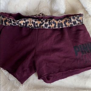 PINK Sport Leopard Maroon Shorts